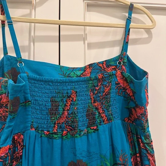 J. Crew Lobster Teal Smocked Dress 6 - Picture 5 of 6